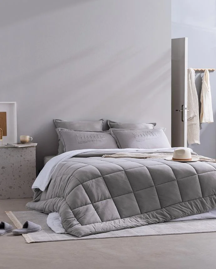 Madame Coco Bobigny SuperSoft Çift Kişilik Comforter Set Açk Gri