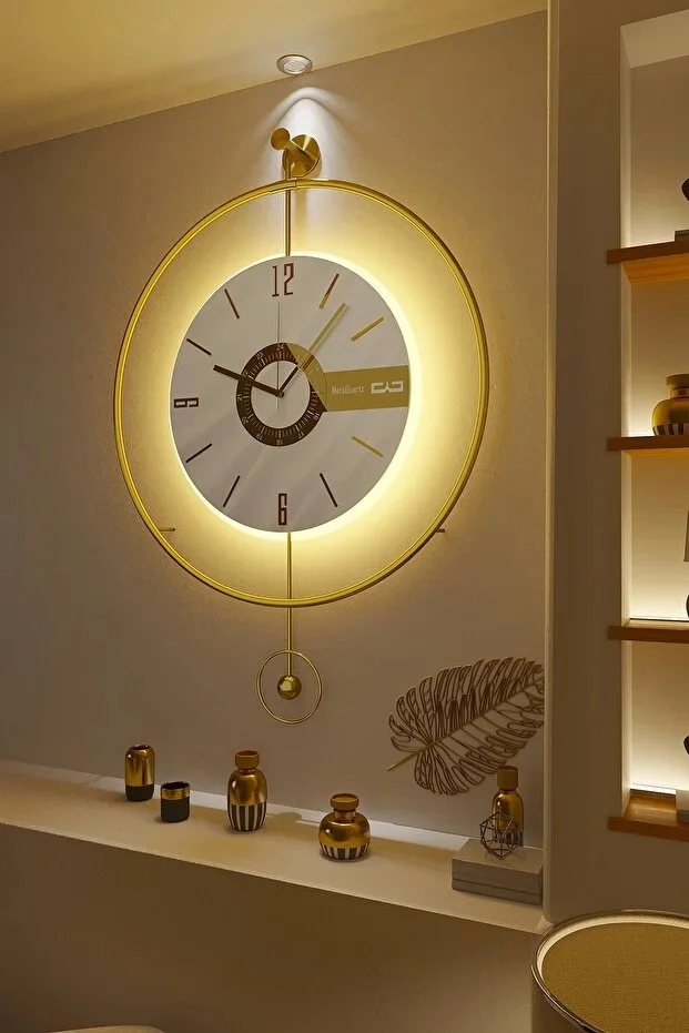 Timelles Elit Three Büyük Boy (50×75) Pilli Led Dekoratif Metal Duvar Saati