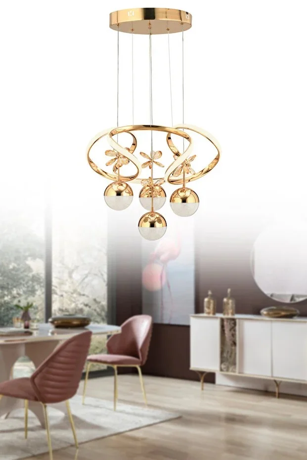 İstanbul Avize Rodin 3 Renk Gold Sarkıt Led Modern Avize