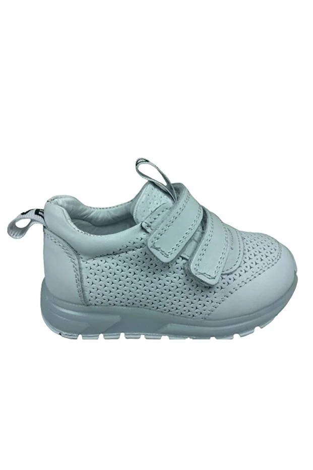 Bebe Kız Erkek Unisex Çocuk Spor Ayakkabı Beyaz Lazer Cırt % 100 Deri Anatomik