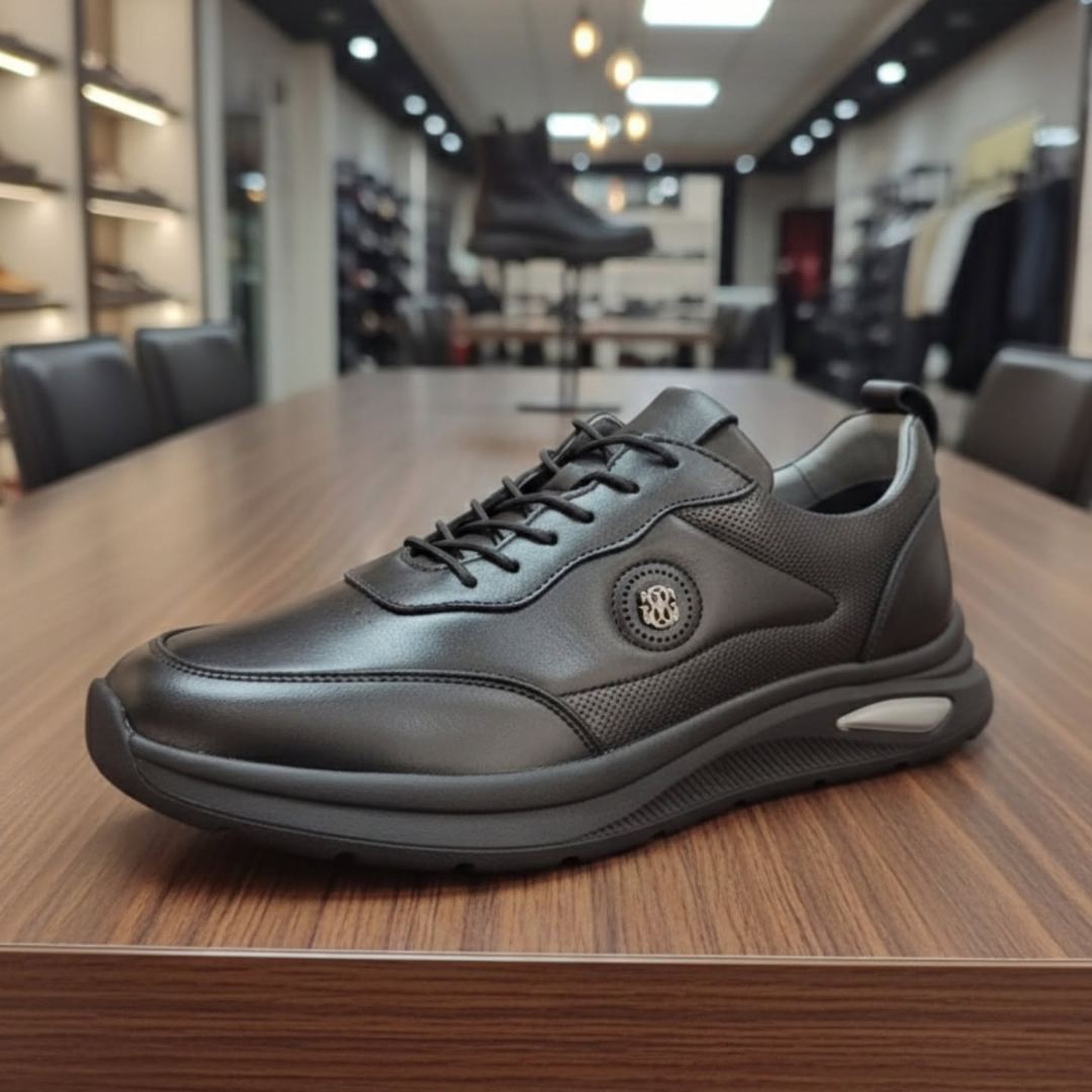 Siyah Hakiki Deri Sneaker | Şık ve Rahat Erkek Spor Ayakkabı